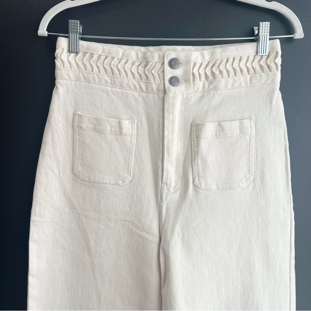 Anthropologie Magali Pascal Birkin High-Rise Wide Leg in Ecru Size Medium/US 8 - Picture 3 of 8